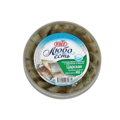 ქაშაყის  ნაჭრები ზეთში კამით სამეფო /VICI/ 400გრ