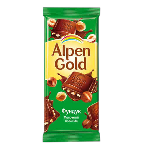 შოკოლადის ფილა /ალპენ გოლდი/ რძიანი შოკოლადი თხილით 100გრ