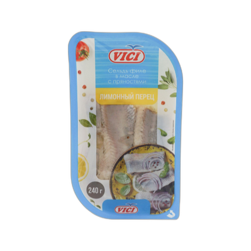 ქაშაყის ფილე ზეთში სანელებლებით და ლიმონით /VICI/ 240გრ