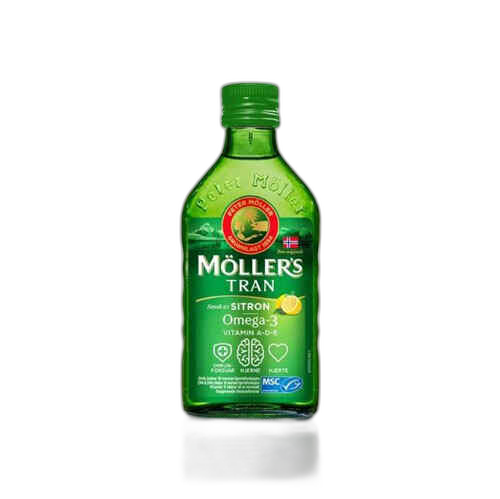 თევზის ქონი - MOLLERS COD LIVER OIL OMEGA-3, AROMA DE LAMAIE, 250 ML