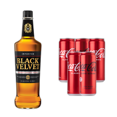 Combo - ვისკი Black Velvet 1 L + 5x Coca-Cola (Classic/Zero) კოკა-კოლა