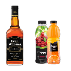 COMBO - Evan Williams Black Bourbon 0.7 L + 1L კაპი პალპი (ალუბალი/ფორთოხალი)