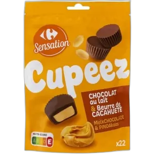 Carrefour Sensation არაქისის რძიანი შოკოლადის ბონბონი, 215 გ