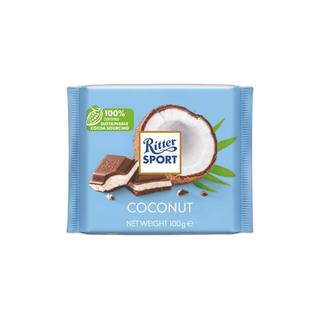 RITTER SPORT რძიანი შოკოლადი ქოქოსით 100გრ/4000417298003