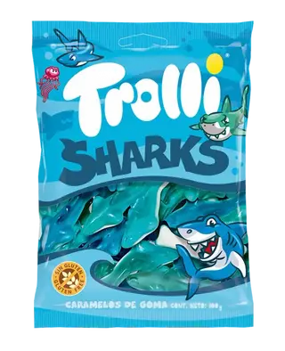 TROLLI ჟელიბონი ზვიგენი 100გრ/8436036182861