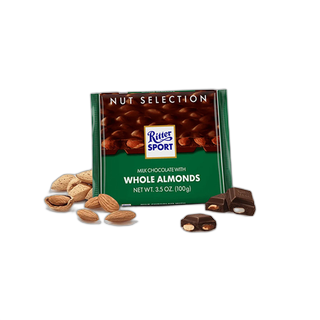 RITTER SPORT შოკოლადი მთლიანი ნუშით 100 გრ/4000417703002