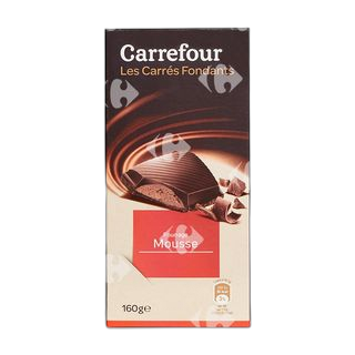 Carrefour შავი შოკოლადის პლანშეტი მუსის შიგთავსით 160 გ
