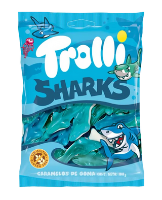 TROLLI ჟელიბონი ზვიგენი 100გრ/8436036182861