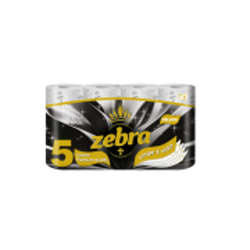 ტუალეტის ქაღალდი / Zebra Deluxе 8 / 5 ply (ზებრა / დელუქსი 5 ფენიანი )