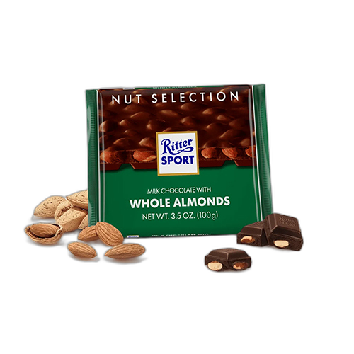 რძიანი შოკოლადი მთლიანი ნუშით - Ritter sport/ რიტერ სპორტი - 100გრ