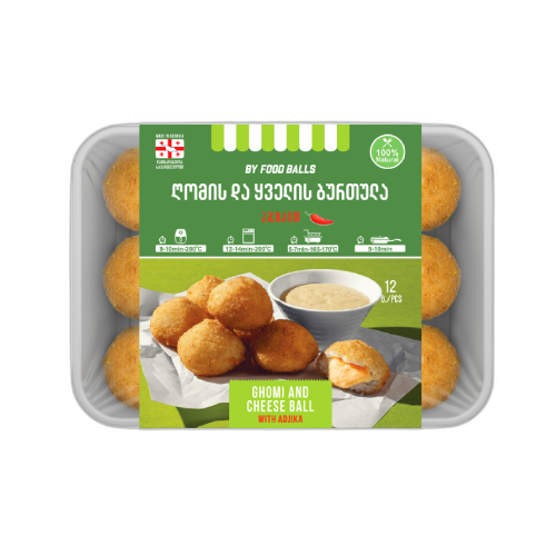 ღომის და ყველის ბურთულა აჯიკით