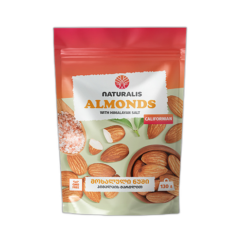 კალიფორნიული მოხალული ნუში ჰიმალაის მარილით ნატურალისი / 130 გრ
