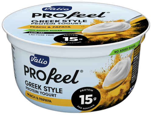 ბერძნული პროტეინის იოგურტი/Valio/ "Profeel" ატამი და პაპაია 6*160გ