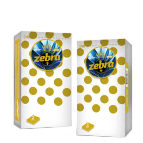 ხელსახოცი / Zebra Deluxe  1/8 - 40 pcs(ზებრა ხელსახოცი დაკეცილი ფერადი რგოლებით)