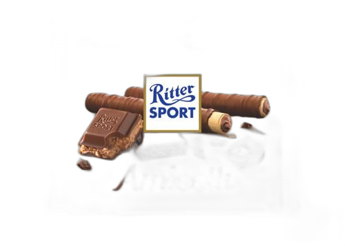 შოკოლადი /რიტერ სპორტი/ რძიანი, თხილის კრემისა და ვაფლის  შიგთავსით 12*100 გ