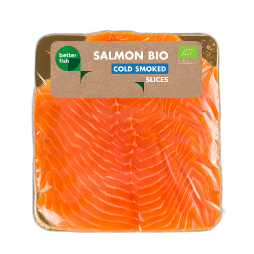 თევზი - /FREEZCO/-/BIO BETTER FISH/ შებოლილი ბიო ორაგული ატლანტიკის ოკეანიდან 70*100გ.