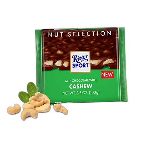 შოკოლადი - Ritter Sport /რიტერ სპორტი/ რძიანი, მარილიანი ქეშიუთი - 100 გ