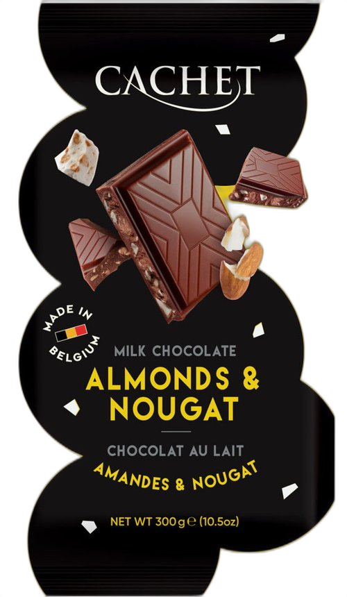 შოკოლადი /Kim's Chocolates/ "კაშე" პრემიუმ ბელგიური ნუშით და ნუგათი / 12*300 გრ