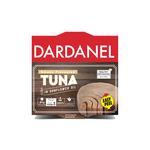 თევზის კონსერვი /დარდანელი/შებოლილი თინუსი მზესუმზირის ზეთში /24*140 გრ