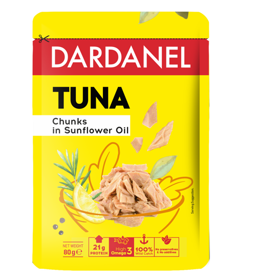 პაუჩი /Dardanel/ თინუსი მზესუმზირის ზეთში "ეკონომიკი" 12*80გ