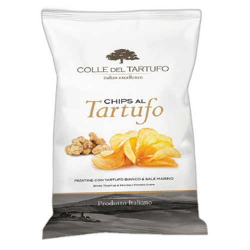 ჩიფსი /COLLE DEL TARTUFO/ კარტოფილის შავი ტრუფელით და ზღვის მარილით 16*90გრ