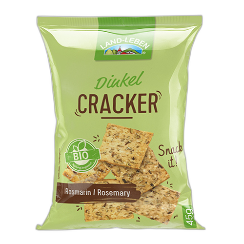 ორგანული კრეკერი/ Land-Leben/ როზმარინით და ზღვის მარილით 12*45გ