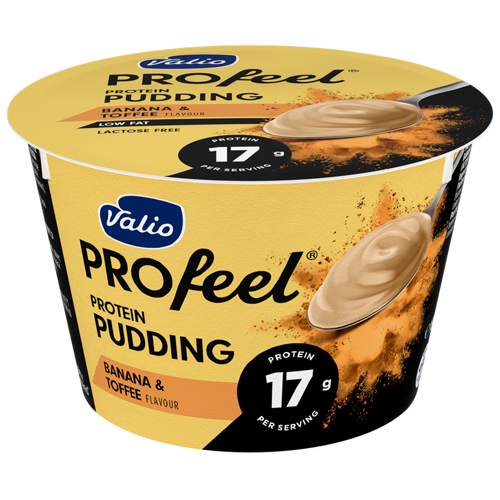 პროტეინის პუდინგი/Valio/ "Profeel" ბანანი და კარამელი/ ულაქტოზო 6*180 გრ