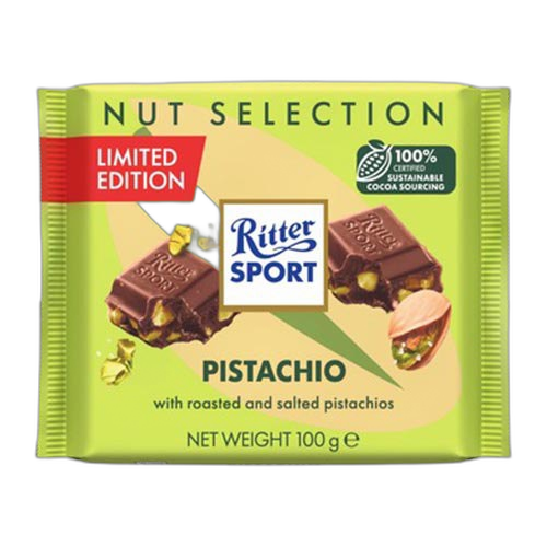 შოკოლადი/ რიტერ სპორტი/ რძიანი, ფისტით 12*100გ