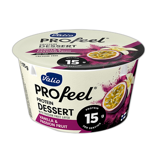 პროტეინის პუდინგი/Valio/ "Profeel" ვანილი და მარაკუია /ულაქტოზო 6*175 გრ