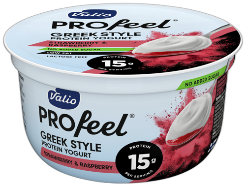 ბერძნული პროტეინის იოგურტი/Valio/ "Profeel" მარწყვი და ჟოლო 6*160გ