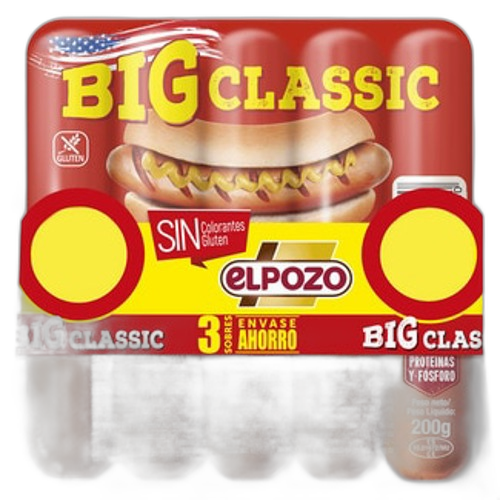 სოსისი /Elpozo/ კლასიკური (ღორისა(35%) და ინდაურის(19%) შერეული) უგლუტენო (3*200) 12*600გ