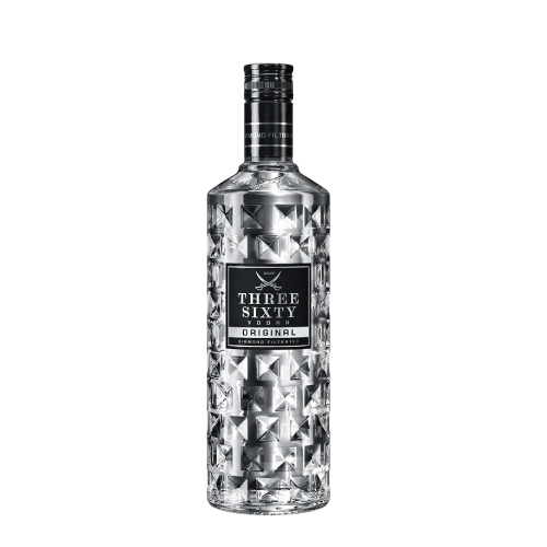 არაყი/ Three Sixty/ ორიგინალი/ ბრილიანტში გაფილტრული/ 37.5%/ 6*500 მლ