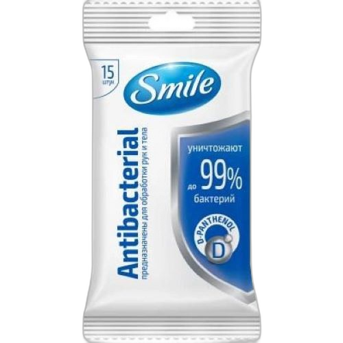 სველი ხელსახოცი Smile ანტიბაქტერიული, სპირტით 15ც.