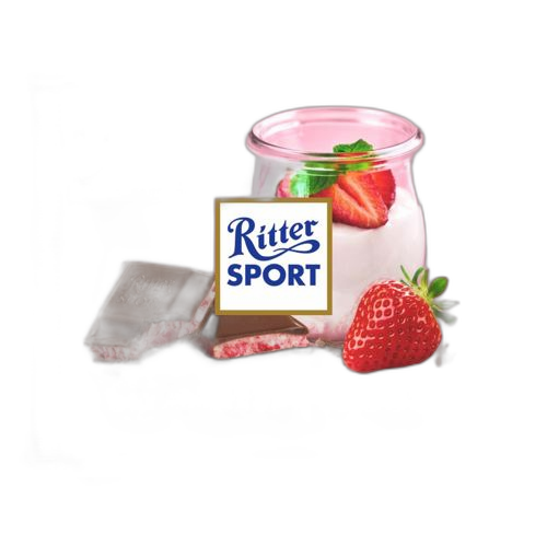 შოკოლადი /რიტერ სპორტი/ რძიანი შოკოლადი მარწყვის იოგურტით/12*100 გ