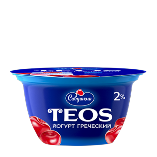 იოგურტი 'სავუშკინ პროდუქტ' 'ტეოს, ბერძნული' 2 % ალუბლით 140 გ