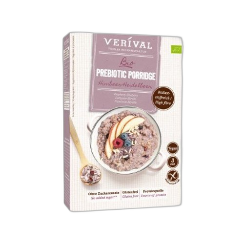 ორგანული შვრიის ფაფა / VERIVAL / ჟოლოთი და მოცვით, პრობიოტიკით, უგლუტენო 6*350გ