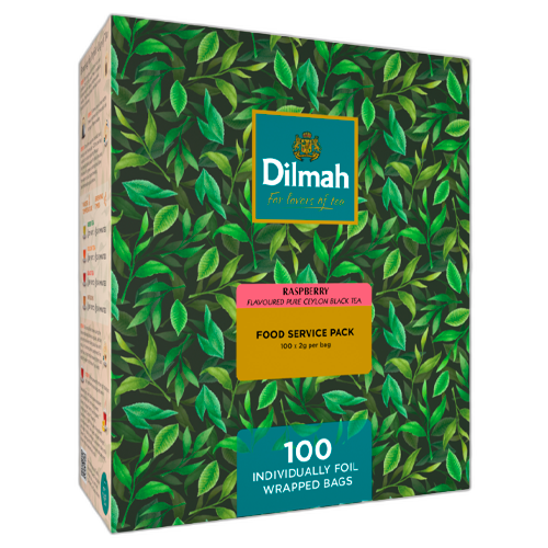 შავი ჩაი/დილმა/ჟოლოს არომატით პრემიუმი/ 12*200გრ (100 ინდ. შეფუთული პაკეტი)