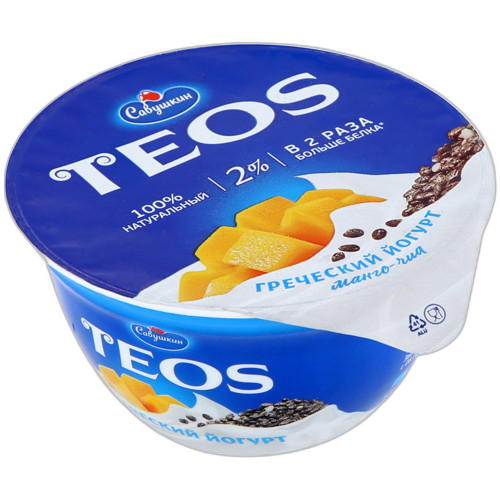 იოგურტი 'TEOS, ბერძნული' 2 % მანგოთი და ჩიათი 140 გ