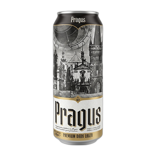 ჩეხური ლუდი / Pragus / შავი, ქილა 4.7% 24*0.5ლ