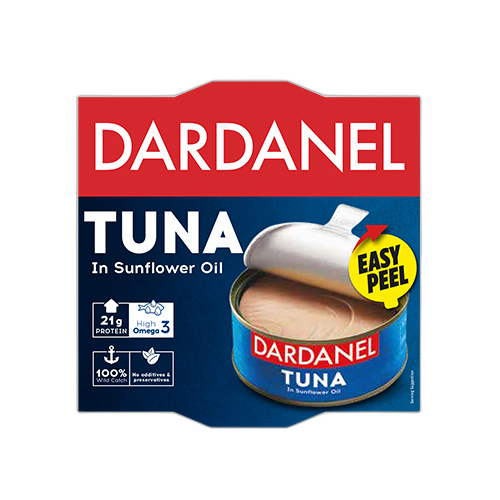 თევზის კონსერვი /დარდანელი/ თინუსი მზესუმზირის ზეთში /24*140 გრ