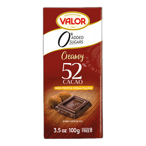 შავი შოკოლადი Valor უშაქრო (სტევიათი) ტრუფელით 100 გ