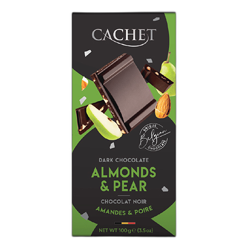 ბელგიური შავი შოკოლადი 'კაშე' მსხლით და ნუშით / კიმის შოკოლადები / Kim's Chocolates / 100გრ