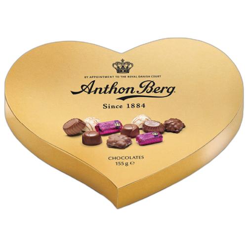 გულის ფორმის ბომბონერი /Anthon Berg/ შოკოლადების ასორტი 9*155გრ