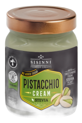 სისინი- ფისტას კრემი უგლუტენო, უშაქრო, სტევეათი, პალმის ზეთის გარეშე 380გ