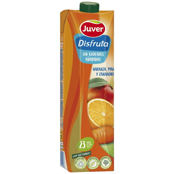 Juver - წვენი დისფრუტა ფორთ+მანგო+სტაფილო, უშაქრო, უგლუტ. 1ლ
