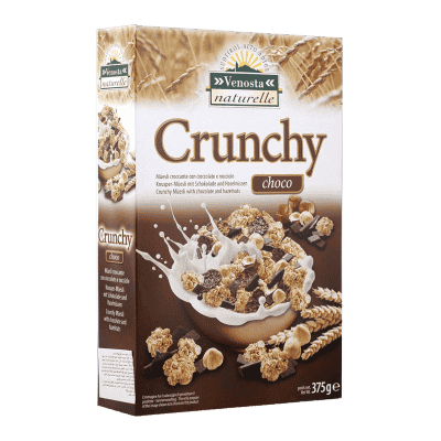 ვენოსტა-მიუსლი შოკოლადით, თხილით და ხრაშუნებით 375გ
