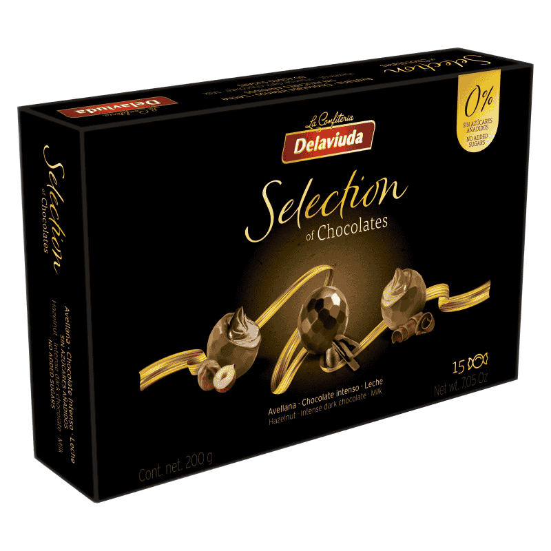 დელავიუდა- ბომბონერი შოკოლადის ნაკრები უშაქრო  200გ