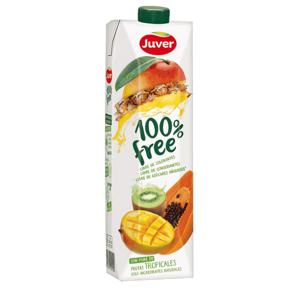 Juver - წვენი 100% ფრი, მულტიხილი, უშაქრო, უგლუტენო 1.ლ