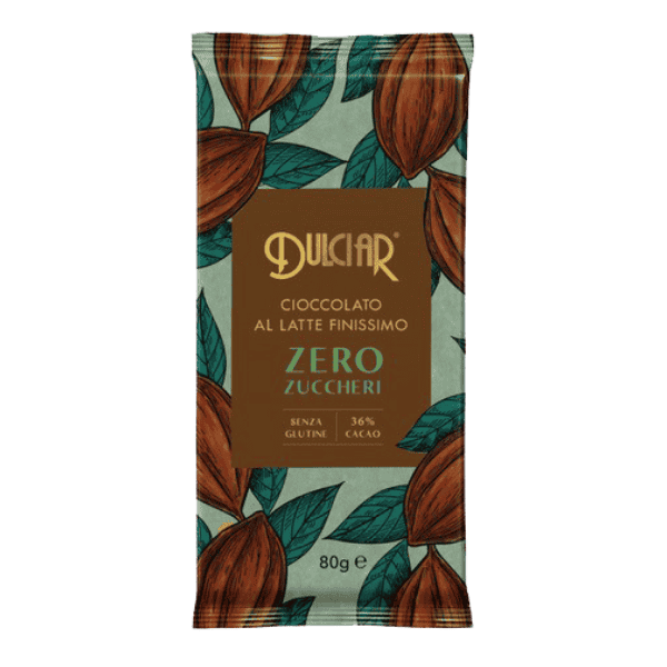 დულჩიარი-რძიანი შოკოლადი უშაქრო, კაკაო 36% უგლუტენო 80გ