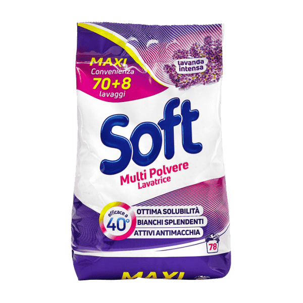 სოფტი-სარეცხი ფხვნილი თეთრი და ფერადი ქსოვ. ლავანდით. 3.9კგ